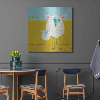 Luxe Metal Art 'Mama and Baby Sheep' by Phyllis Adams, Metal Wall Art,36x36