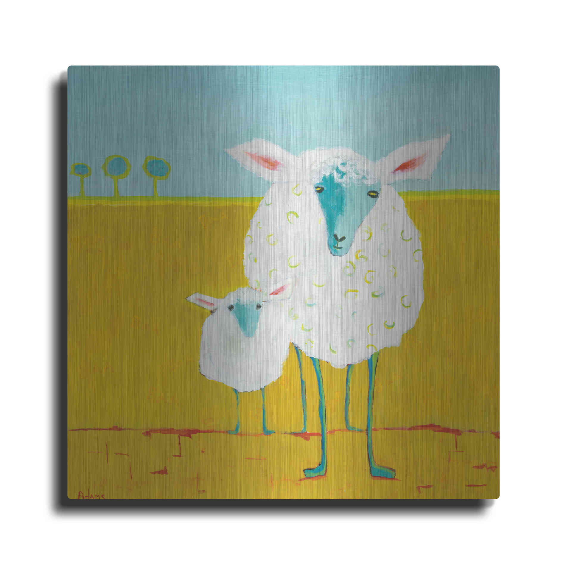 Luxe Metal Art 'Mama and Baby Sheep' by Phyllis Adams, Metal Wall Art