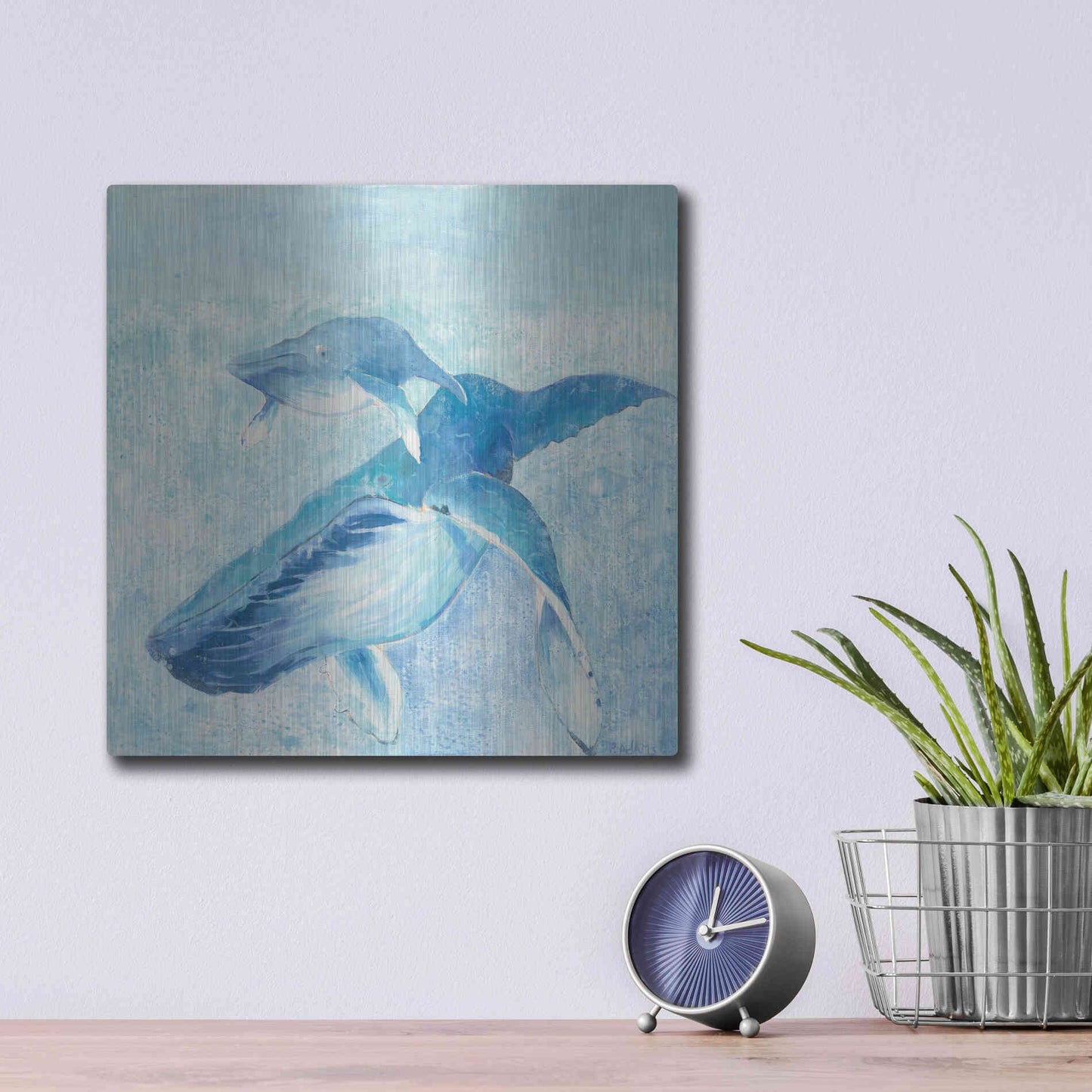 Luxe Metal Art 'Blue Mama' by Phyllis Adams, Metal Wall Art,12x12