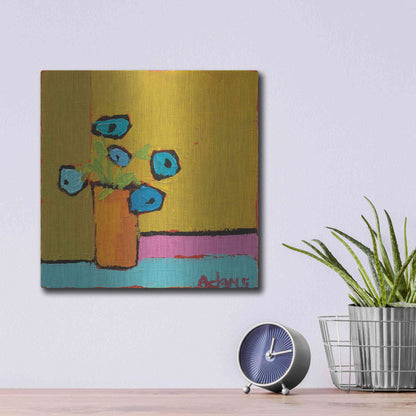 Luxe Metal Art 'Orange Vase' by Phyllis Adams, Metal Wall Art,12x12
