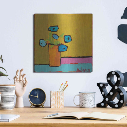 Luxe Metal Art 'Orange Vase' by Phyllis Adams, Metal Wall Art,12x12