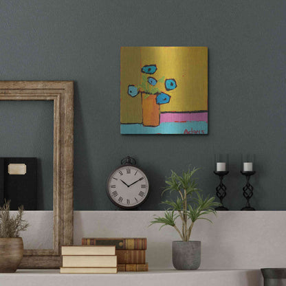 Luxe Metal Art 'Orange Vase' by Phyllis Adams, Metal Wall Art,12x12