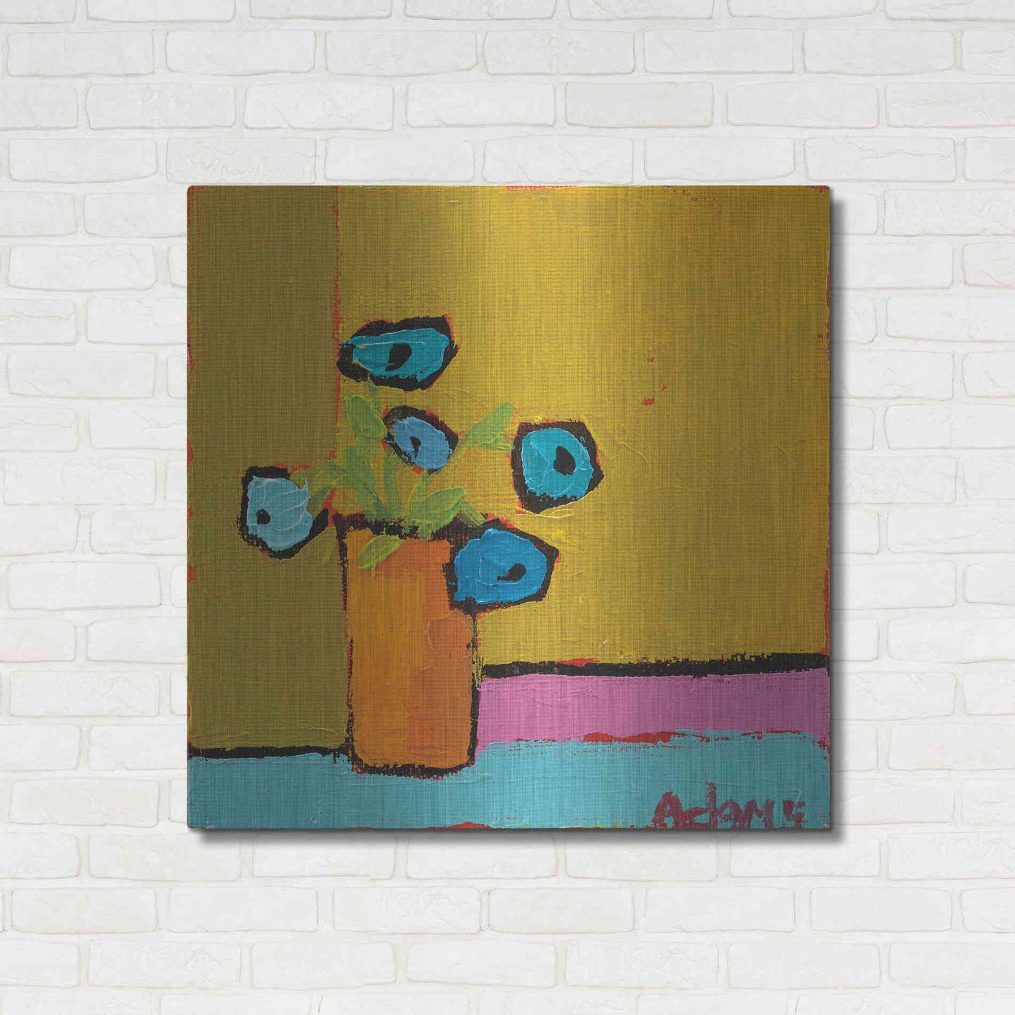 Luxe Metal Art 'Orange Vase' by Phyllis Adams, Metal Wall Art,36x36