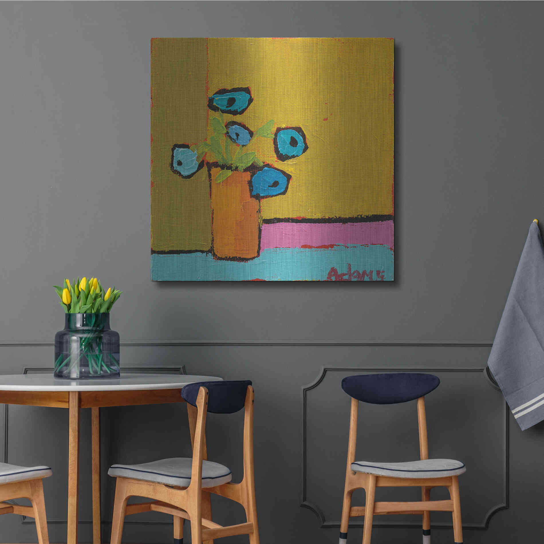 Luxe Metal Art 'Orange Vase' by Phyllis Adams, Metal Wall Art,36x36
