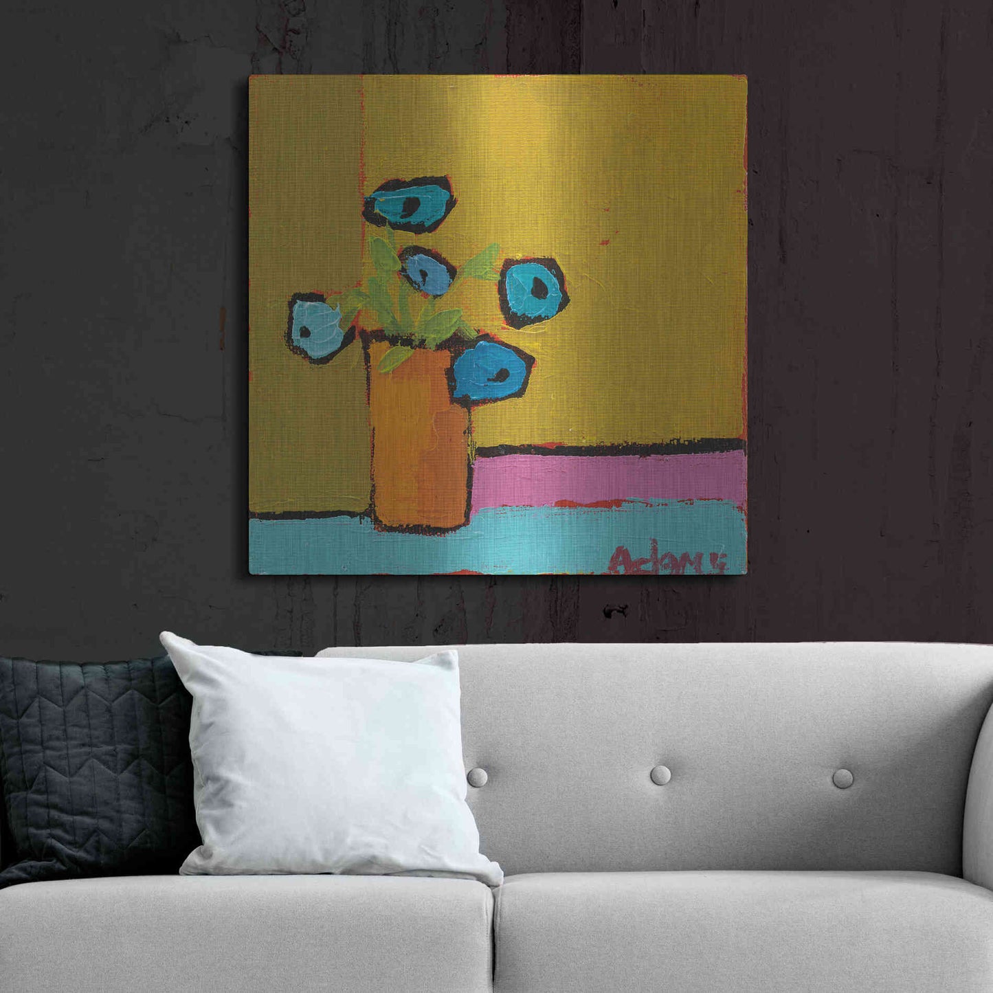 Luxe Metal Art 'Orange Vase' by Phyllis Adams, Metal Wall Art,36x36