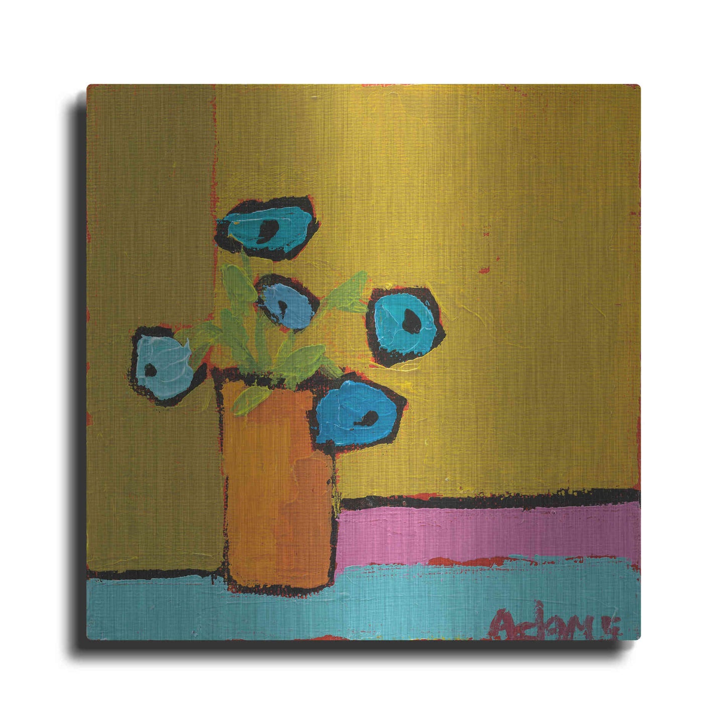 Luxe Metal Art 'Orange Vase' by Phyllis Adams, Metal Wall Art