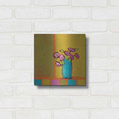 Luxe Metal Art 'Turquoise Vase' by Phyllis Adams, Metal Wall Art,12x12