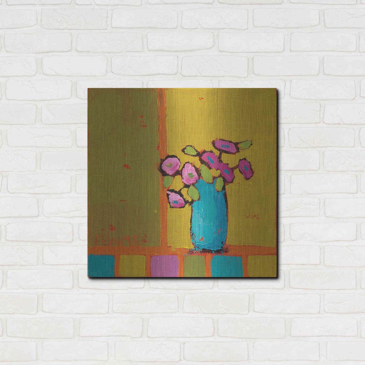 Luxe Metal Art 'Turquoise Vase' by Phyllis Adams, Metal Wall Art,24x24