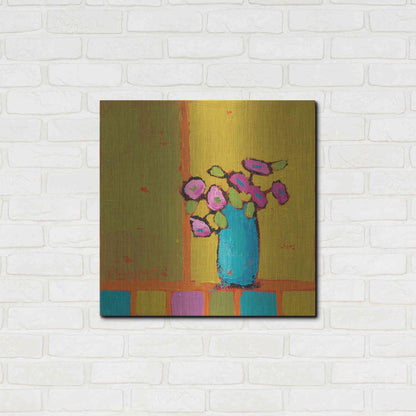 Luxe Metal Art 'Turquoise Vase' by Phyllis Adams, Metal Wall Art,24x24