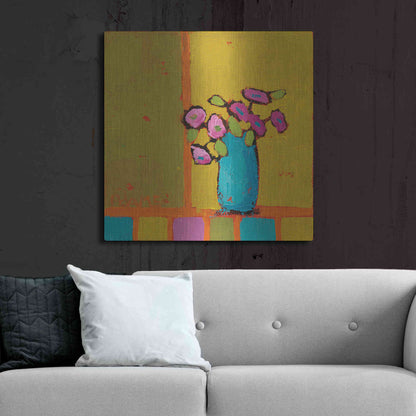 Luxe Metal Art 'Turquoise Vase' by Phyllis Adams, Metal Wall Art,36x36