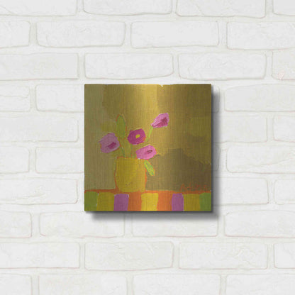 Luxe Metal Art 'Yellow Vase' by Phyllis Adams, Metal Wall Art,12x12