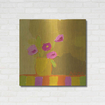 Luxe Metal Art 'Yellow Vase' by Phyllis Adams, Metal Wall Art,36x36