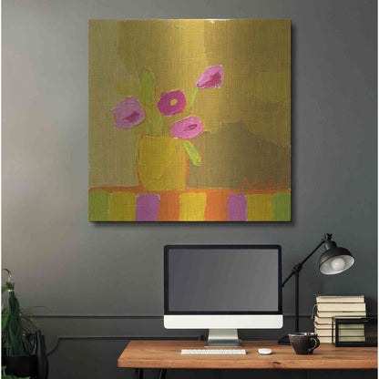 Luxe Metal Art 'Yellow Vase' by Phyllis Adams, Metal Wall Art,36x36