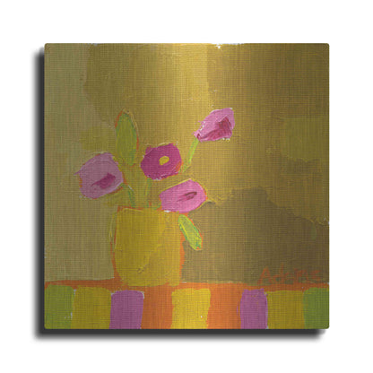 Luxe Metal Art 'Yellow Vase' by Phyllis Adams, Metal Wall Art