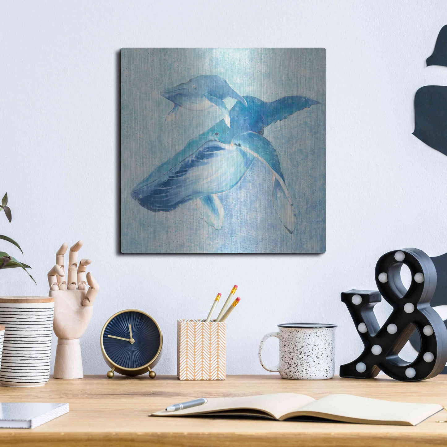 Luxe Metal Art 'Blue Mama v2' by Phyllis Adams, Metal Wall Art,12x12