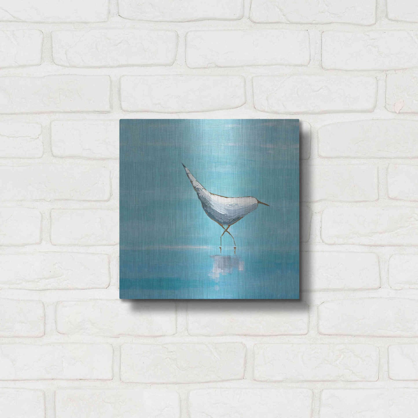 Luxe Metal Art 'Egret I Bright' by Phyllis Adams, Metal Wall Art,12x12