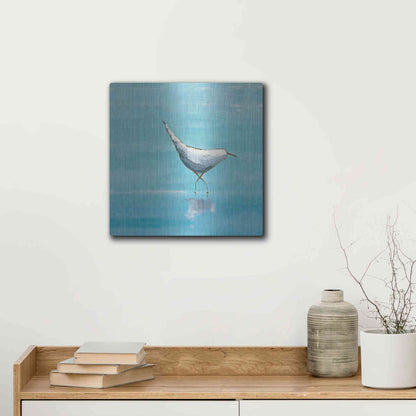 Luxe Metal Art 'Egret I Bright' by Phyllis Adams, Metal Wall Art,12x12