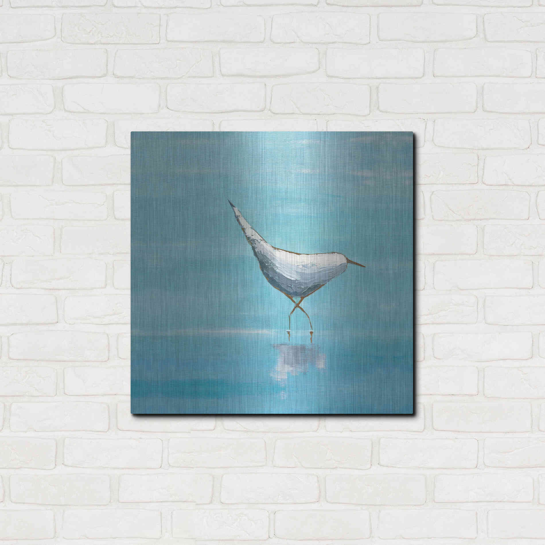 Luxe Metal Art 'Egret I Bright' by Phyllis Adams, Metal Wall Art,24x24