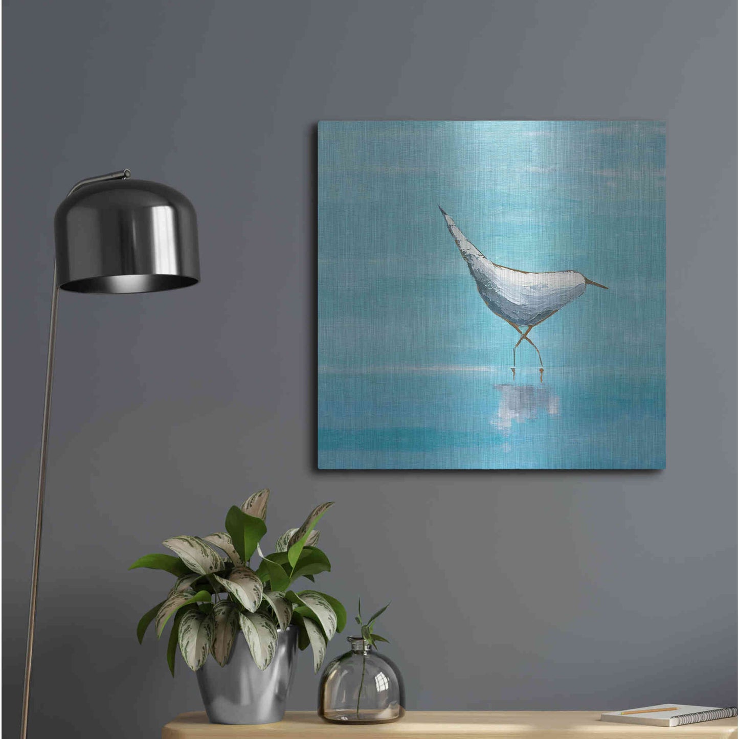 Luxe Metal Art 'Egret I Bright' by Phyllis Adams, Metal Wall Art,24x24