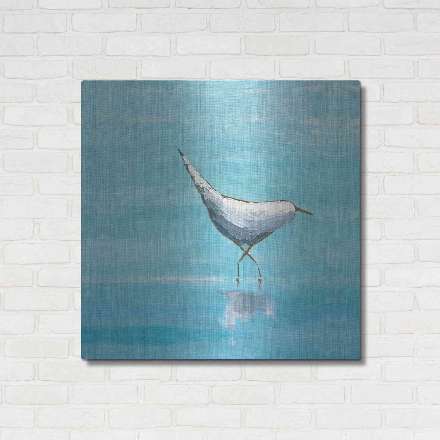 Luxe Metal Art 'Egret I Bright' by Phyllis Adams, Metal Wall Art,36x36