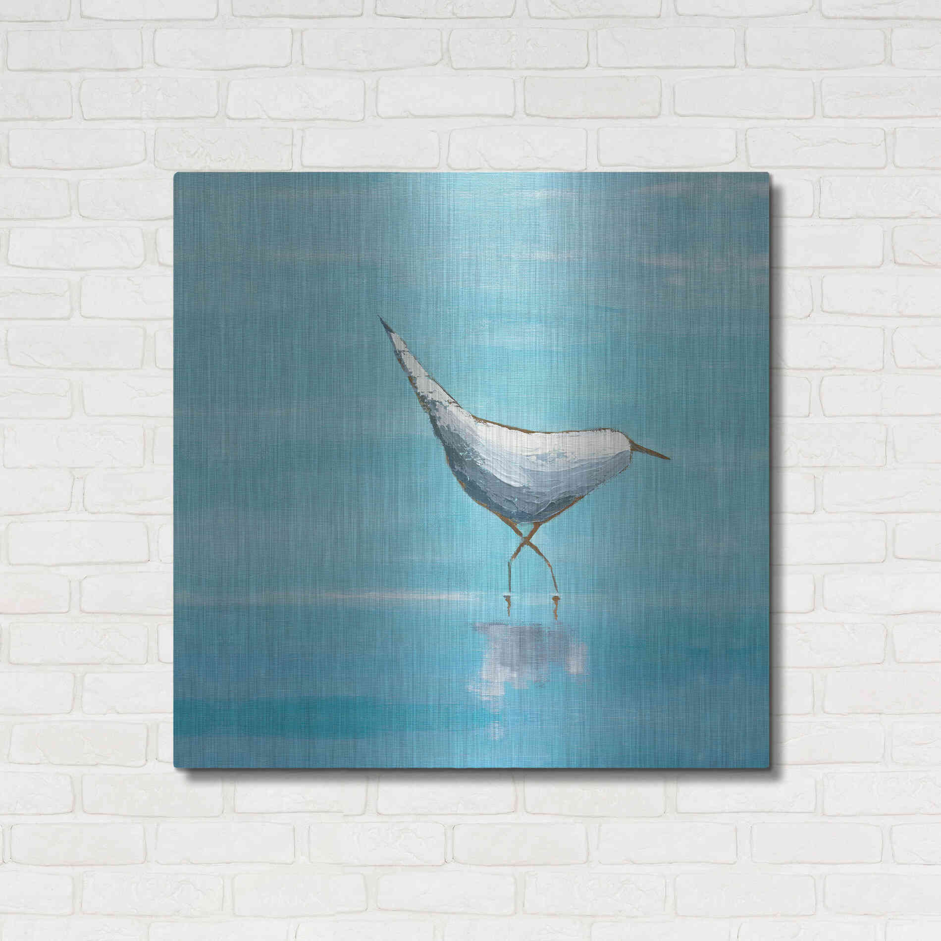 Luxe Metal Art 'Egret I Bright' by Phyllis Adams, Metal Wall Art,36x36