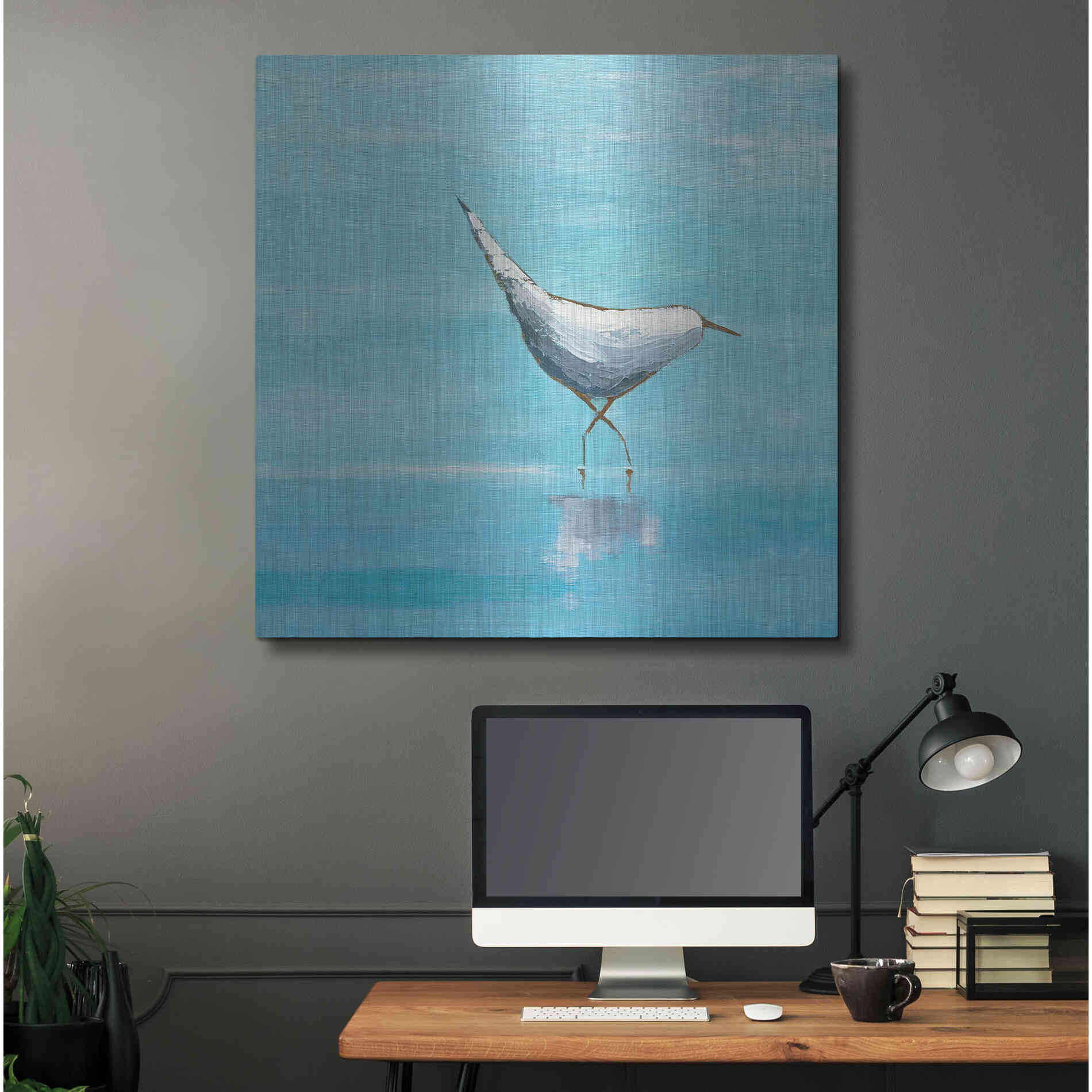 Luxe Metal Art 'Egret I Bright' by Phyllis Adams, Metal Wall Art,36x36