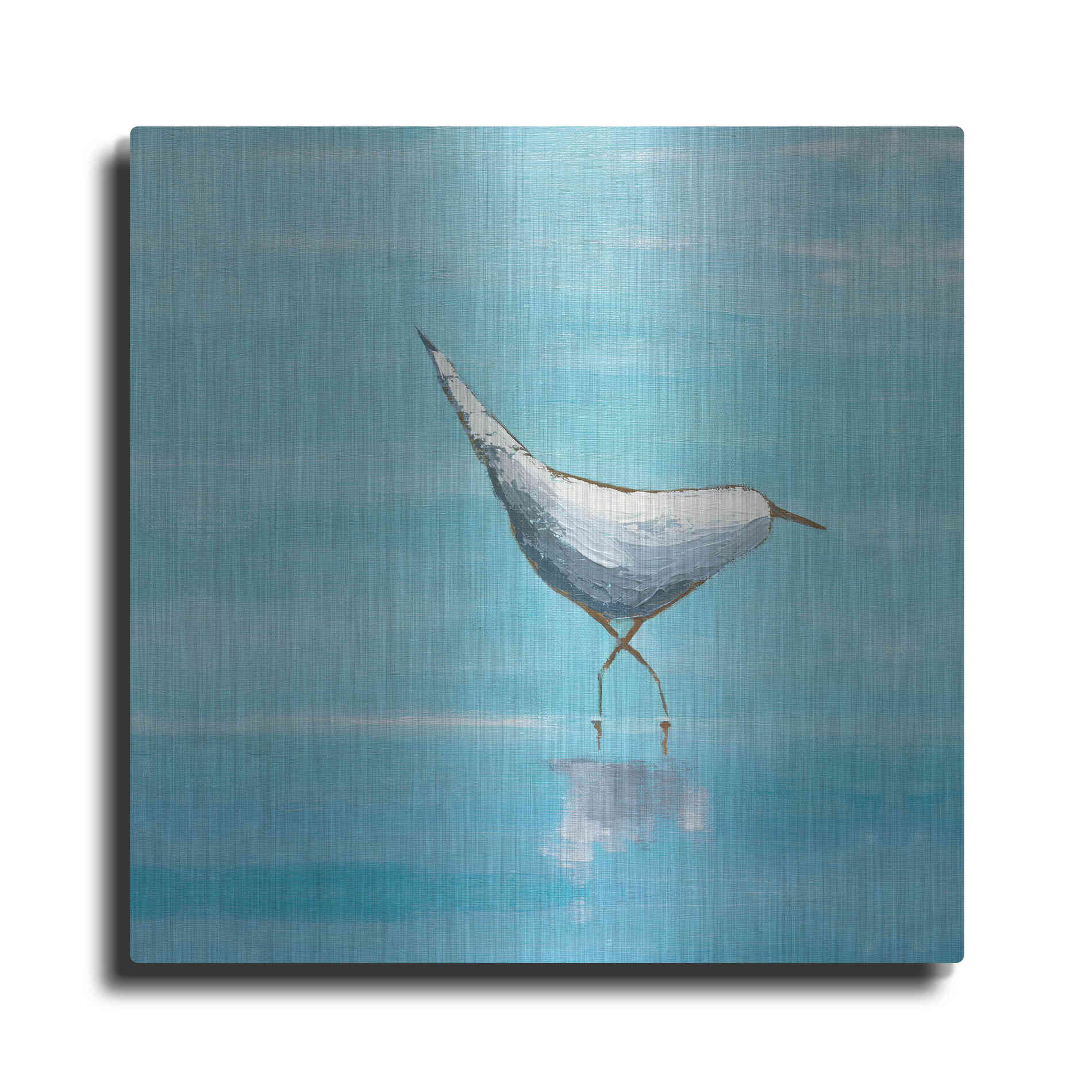 Luxe Metal Art 'Egret I Bright' by Phyllis Adams, Metal Wall Art