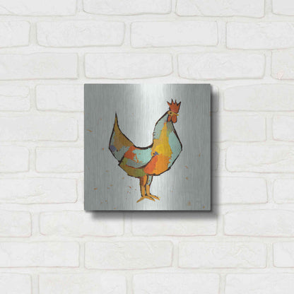 Luxe Metal Art 'The Strutter on White' by Phyllis Adams, Metal Wall Art,12x12