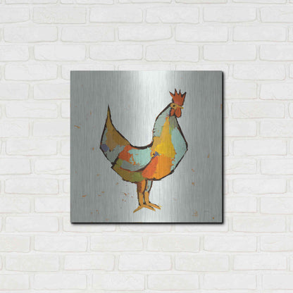 Luxe Metal Art 'The Strutter on White' by Phyllis Adams, Metal Wall Art,24x24