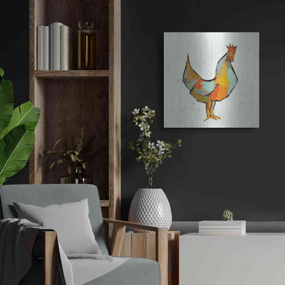 Luxe Metal Art 'The Strutter on White' by Phyllis Adams, Metal Wall Art,24x24