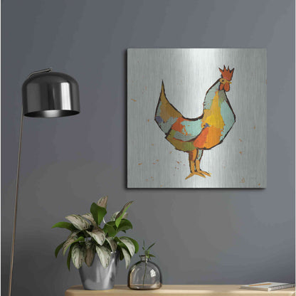 Luxe Metal Art 'The Strutter on White' by Phyllis Adams, Metal Wall Art,24x24