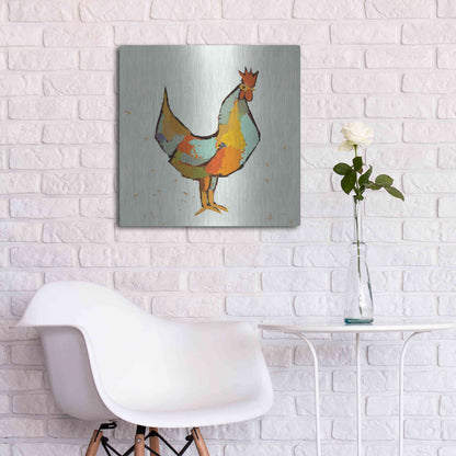 Luxe Metal Art 'The Strutter on White' by Phyllis Adams, Metal Wall Art,24x24