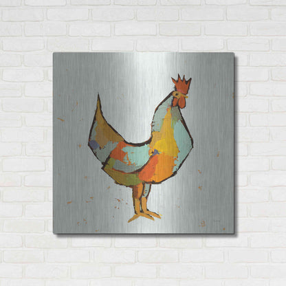Luxe Metal Art 'The Strutter on White' by Phyllis Adams, Metal Wall Art,36x36
