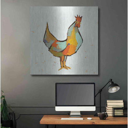 Luxe Metal Art 'The Strutter on White' by Phyllis Adams, Metal Wall Art,36x36