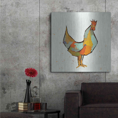Luxe Metal Art 'The Strutter on White' by Phyllis Adams, Metal Wall Art,36x36