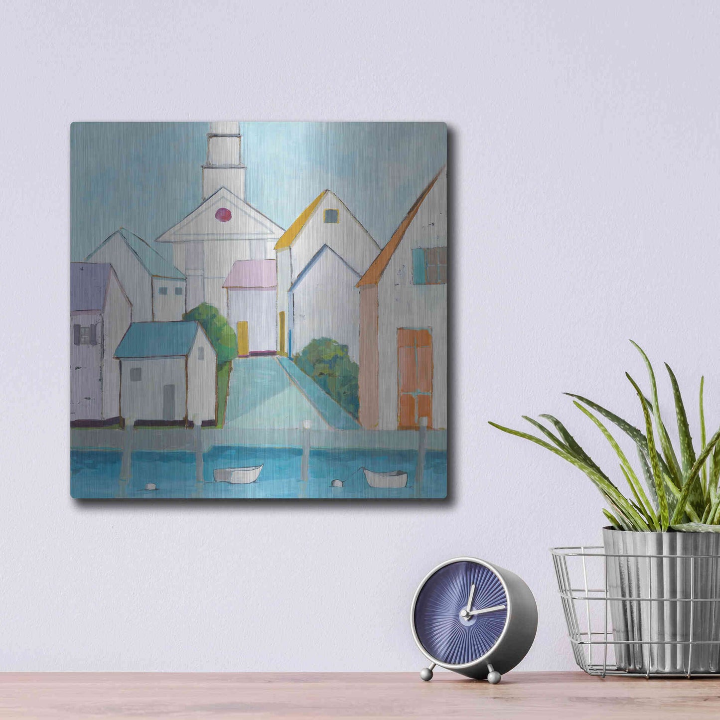 Luxe Metal Art 'Harbor Town III no Sign' by Phyllis Adams, Metal Wall Art,12x12