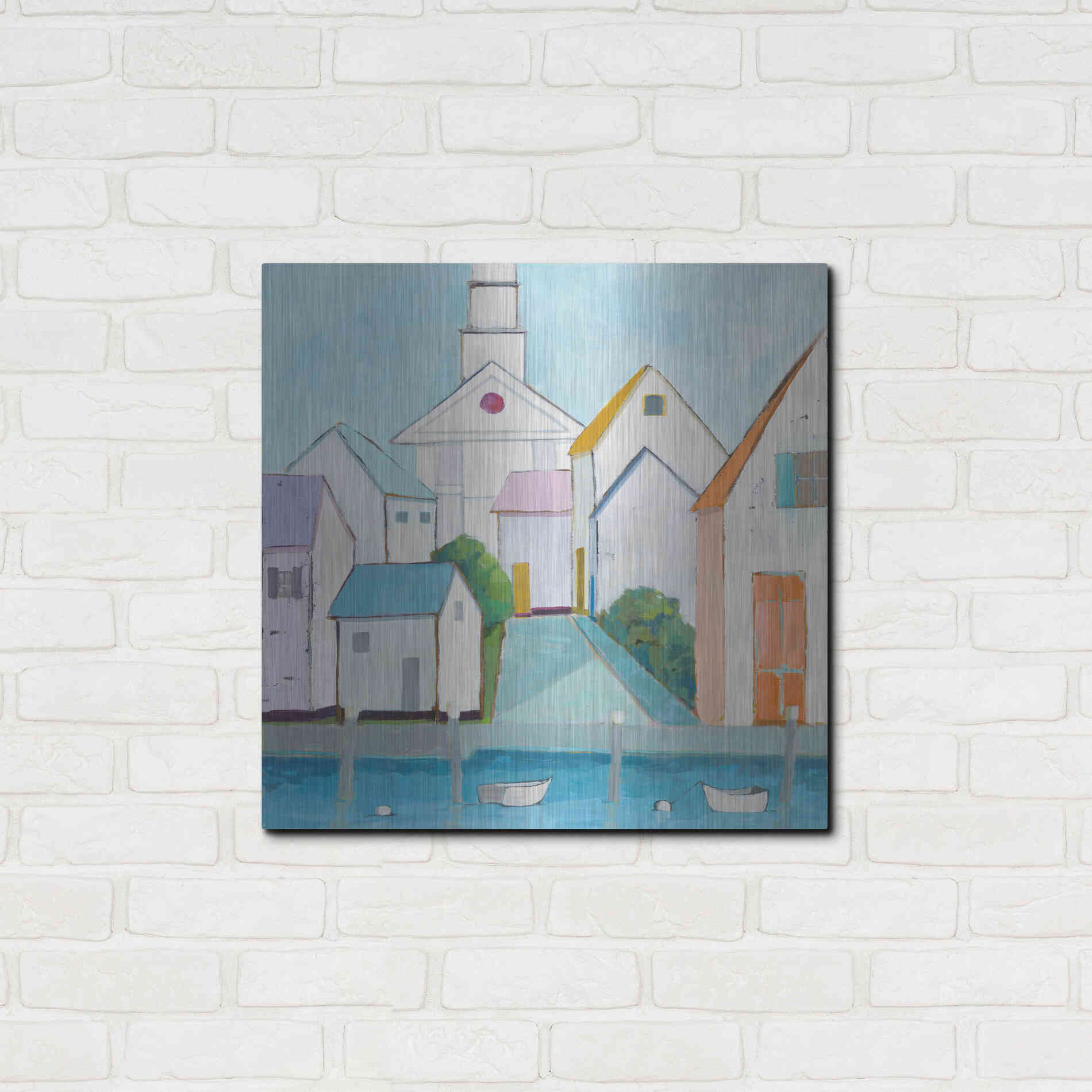 Luxe Metal Art 'Harbor Town III no Sign' by Phyllis Adams, Metal Wall Art,24x24