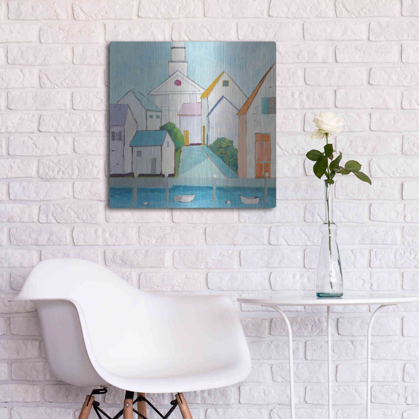 Luxe Metal Art 'Harbor Town III no Sign' by Phyllis Adams, Metal Wall Art,24x24