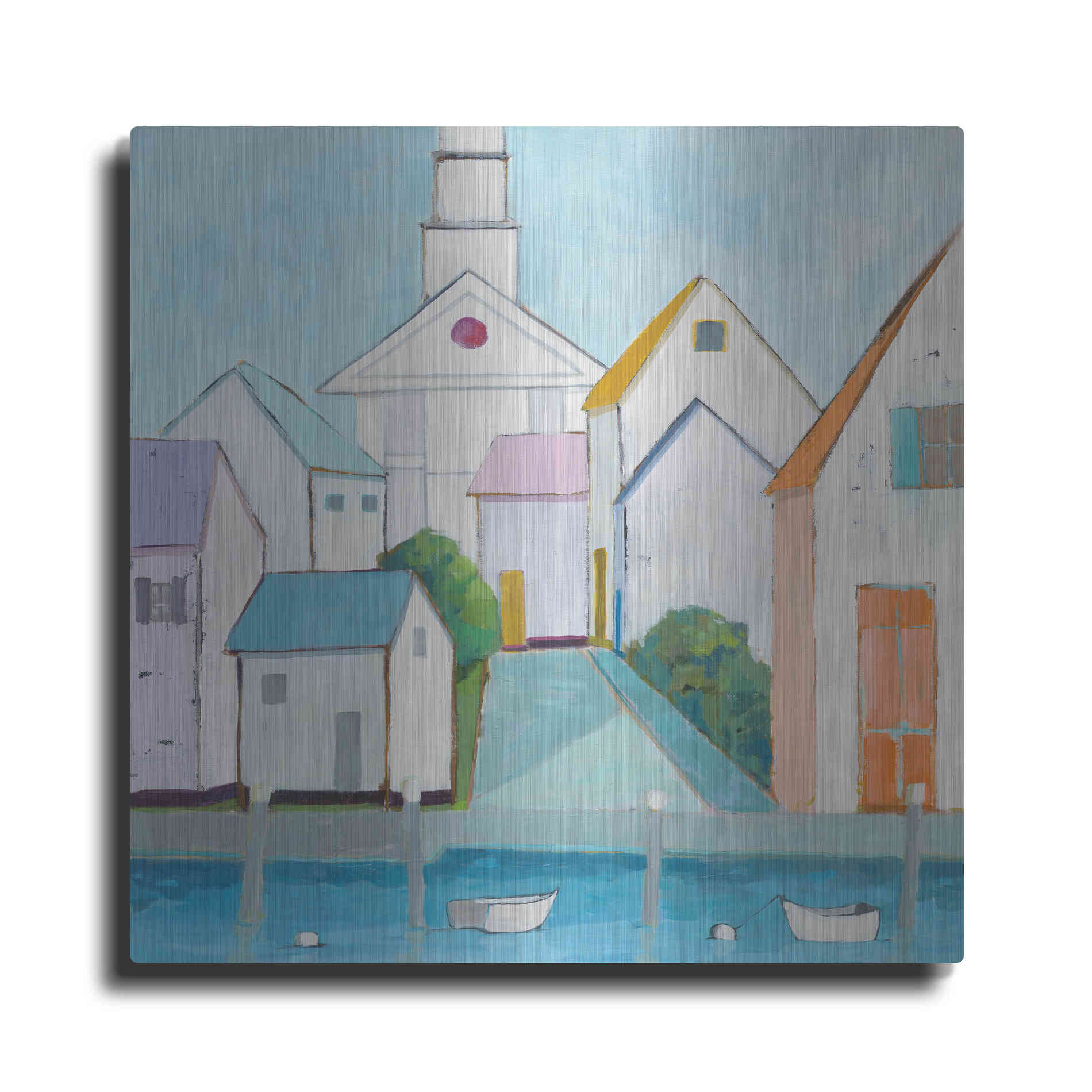 Luxe Metal Art 'Harbor Town III no Sign' by Phyllis Adams, Metal Wall Art