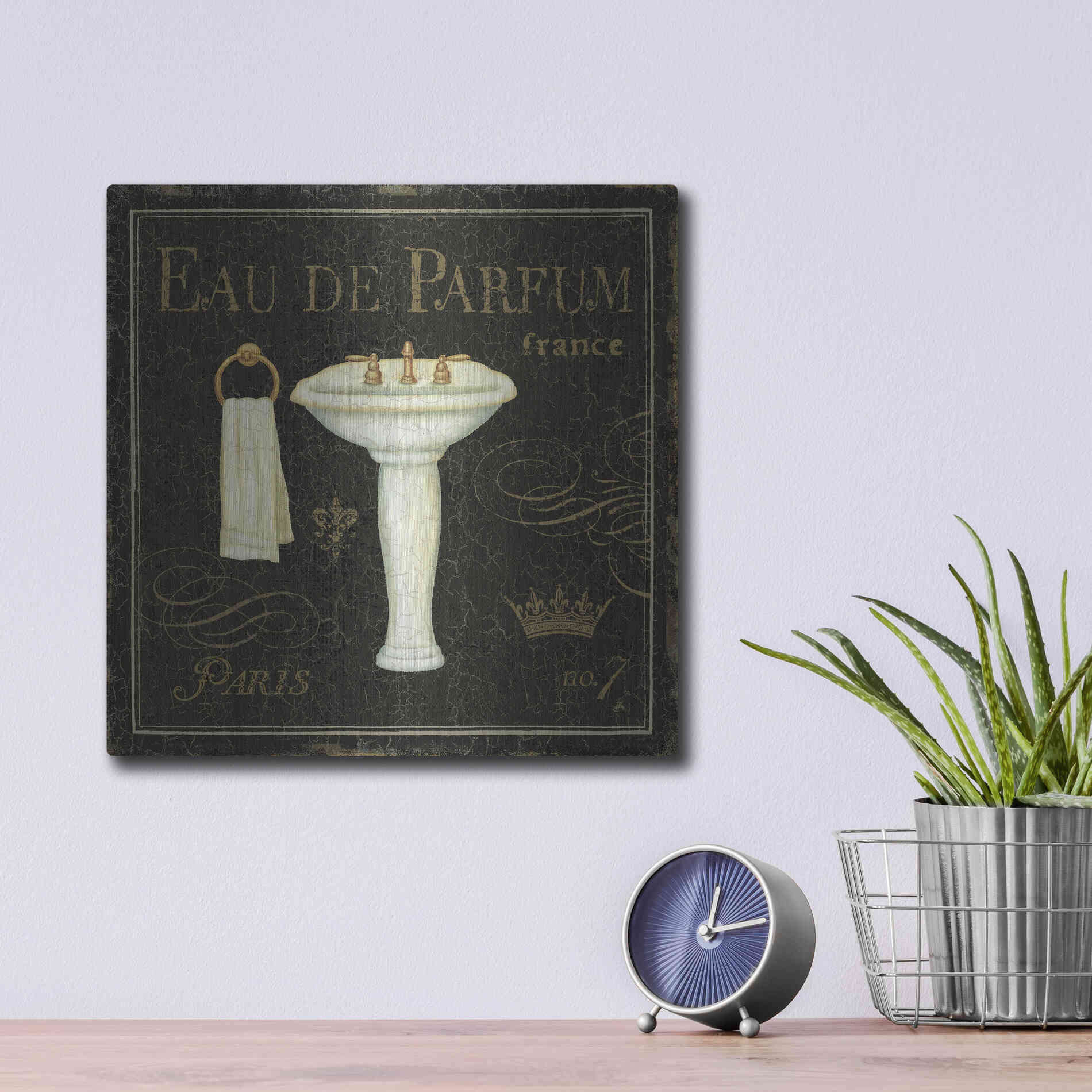 Luxe Metal Art 'Bain de Luxe III' by Daphne Brissonet, Metal Wall Art,12x12