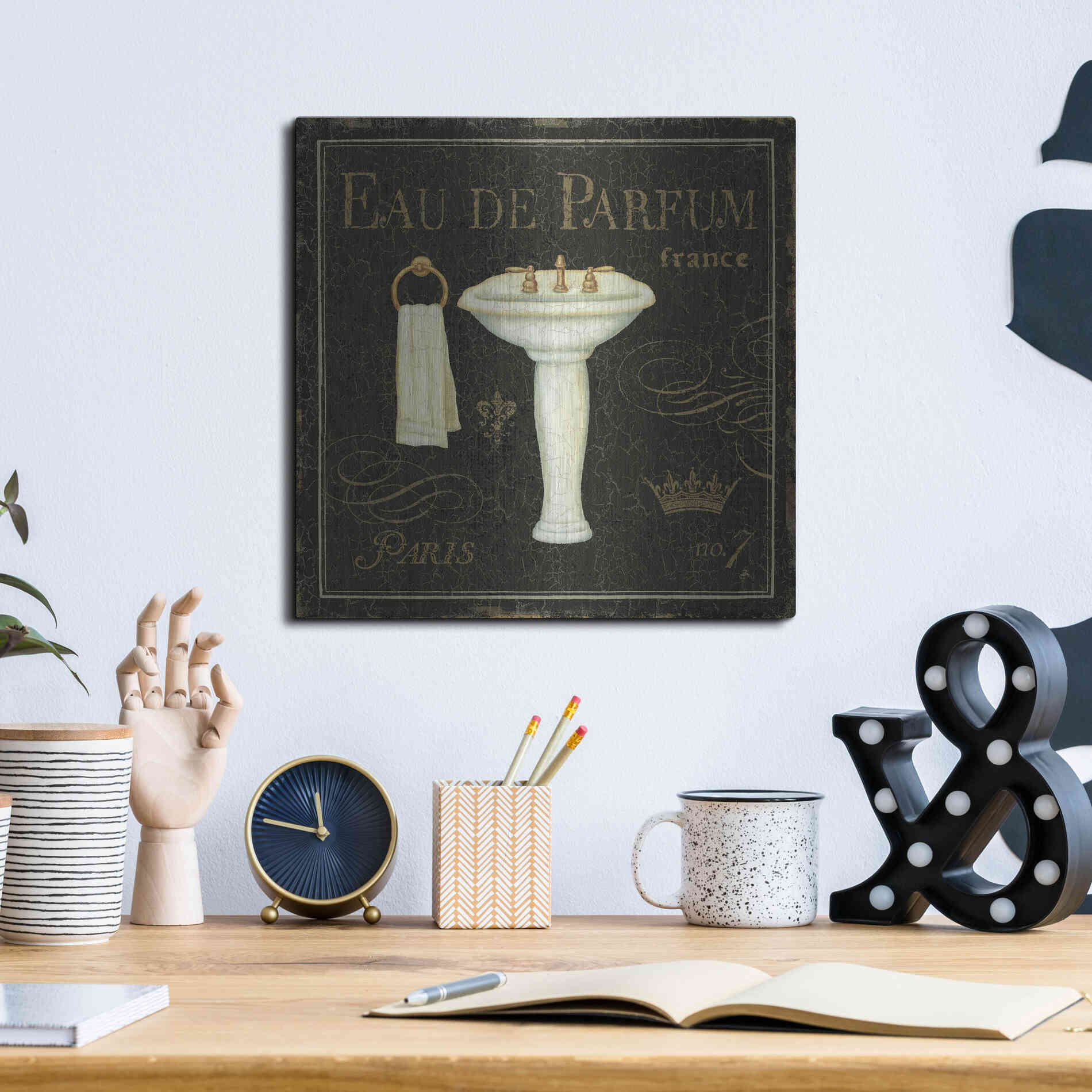 Luxe Metal Art 'Bain de Luxe III' by Daphne Brissonet, Metal Wall Art,12x12