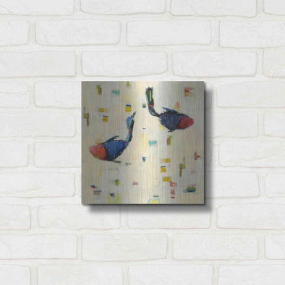 Luxe Metal Art 'One Fish Two Fish Big' by Phyllis Adams, Metal Wall Art,12x12