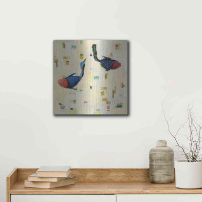 Luxe Metal Art 'One Fish Two Fish Big' by Phyllis Adams, Metal Wall Art,12x12