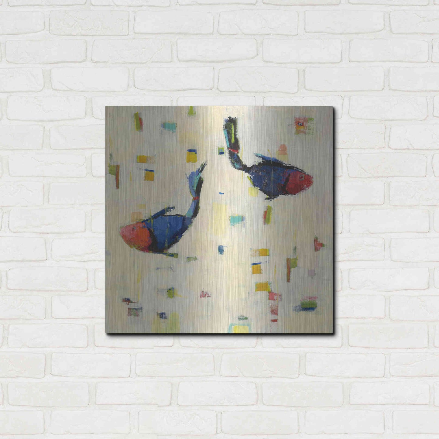 Luxe Metal Art 'One Fish Two Fish Big' by Phyllis Adams, Metal Wall Art,24x24