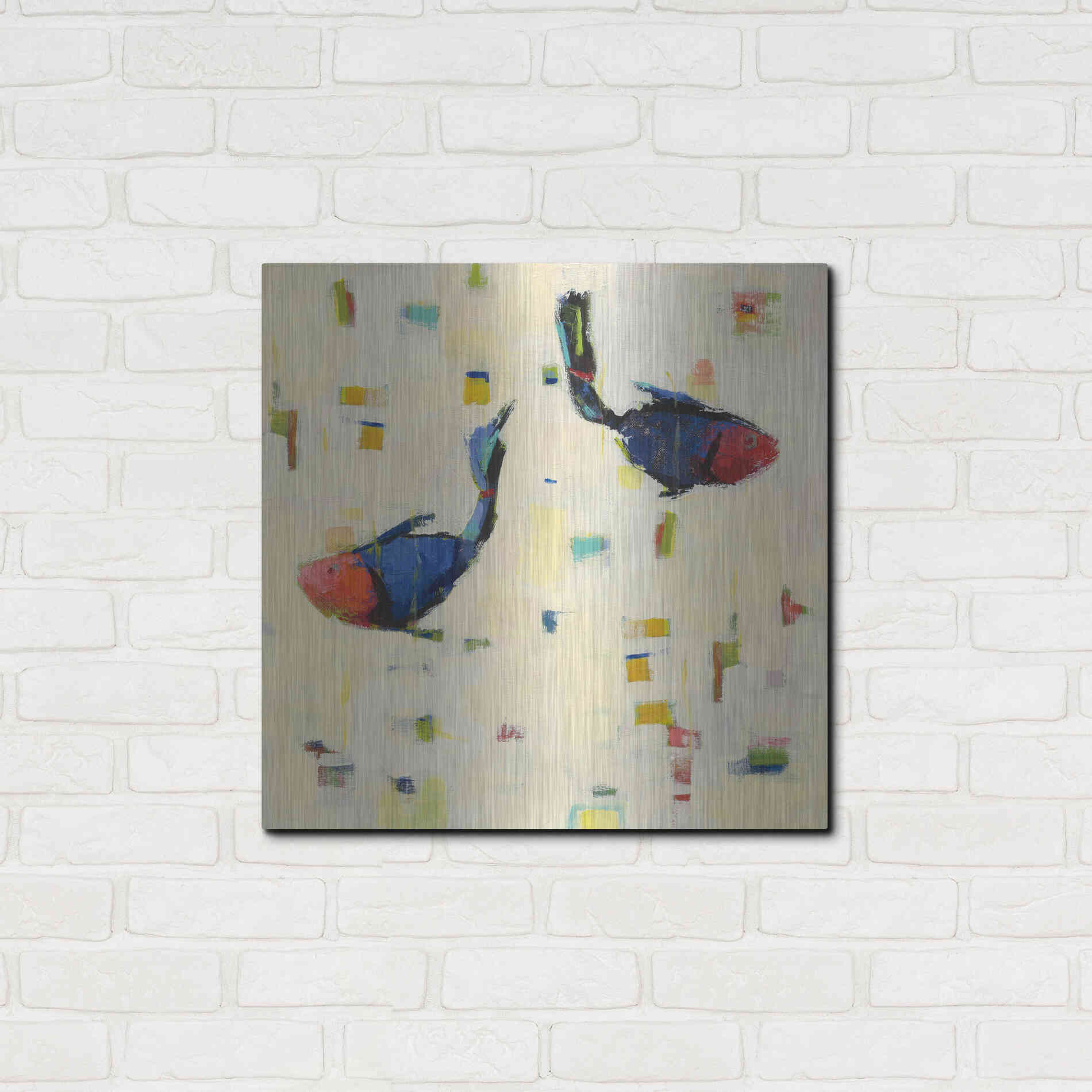 Luxe Metal Art 'One Fish Two Fish Big' by Phyllis Adams, Metal Wall Art,24x24
