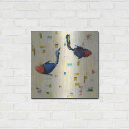 Luxe Metal Art 'One Fish Two Fish Big' by Phyllis Adams, Metal Wall Art,24x24