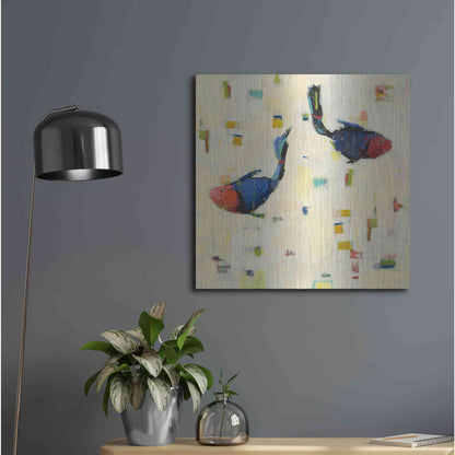 Luxe Metal Art 'One Fish Two Fish Big' by Phyllis Adams, Metal Wall Art,24x24