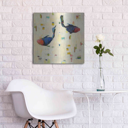 Luxe Metal Art 'One Fish Two Fish Big' by Phyllis Adams, Metal Wall Art,24x24