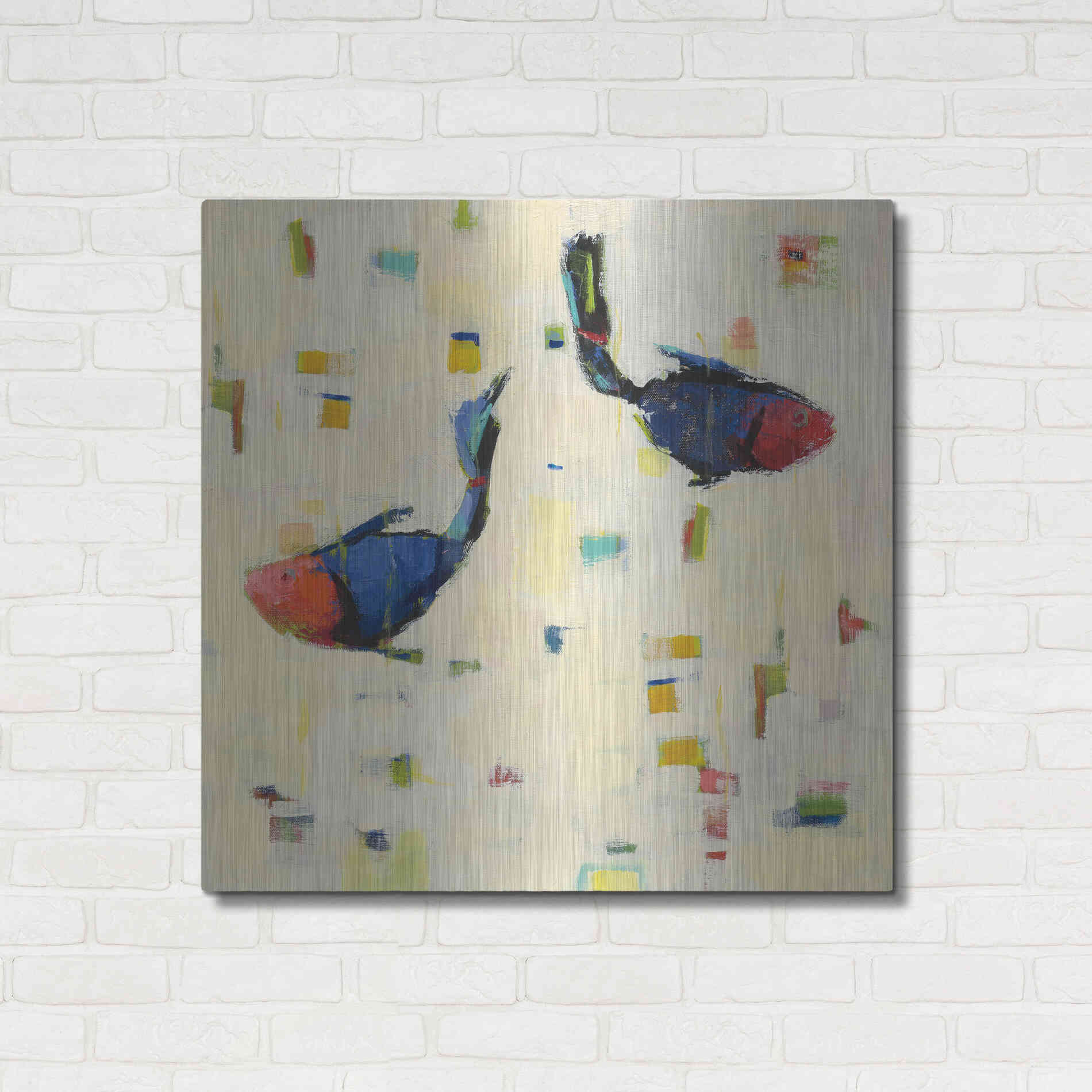 Luxe Metal Art 'One Fish Two Fish Big' by Phyllis Adams, Metal Wall Art,36x36