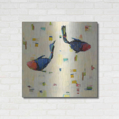 Luxe Metal Art 'One Fish Two Fish Big' by Phyllis Adams, Metal Wall Art,36x36